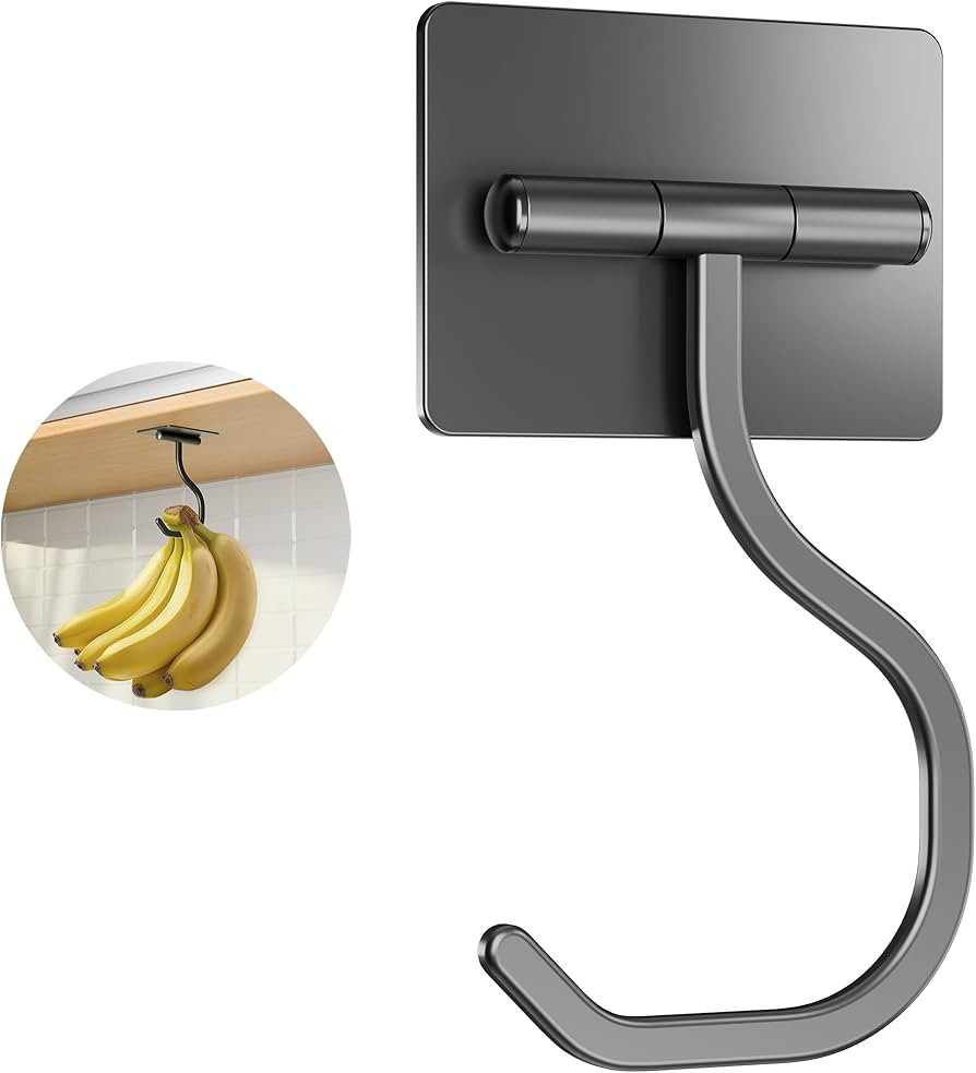 Banana Hook Under Cabinet - Adhesive Banana Hanger Under Counter, Metal Banana Holder Stand for H... | Amazon (US)