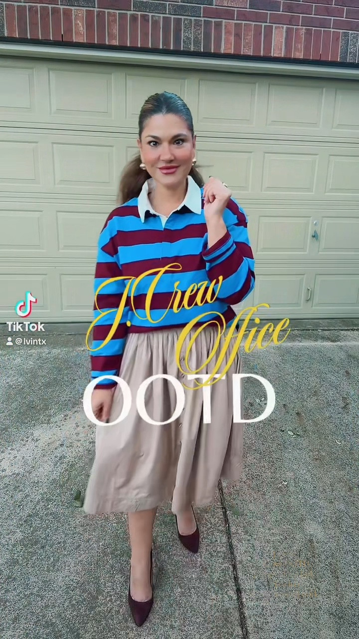 “Took this cute, sporty rugby top and gave it an office glow-up 🩵 Paired it with a classic khaki A-line skirt for an unexpected twist — who knew a rugby top could look this chic? Always look for ways to repurpose your pieces so they work for every part of your life 💼💫 #OOTD #SportyToChic #OfficeStyle #SmartCasual #RepurposeYourWardrobe #StyleInspo #PresentNotPerfect”

#LTKootd #LTKOver40 #LTKmomlife
