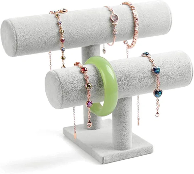Wudygirl 2 Tier Velvet Bracelets Watches Holder Jewelry Display Stand Organizer Storage Bangle Ne... | Amazon (US)