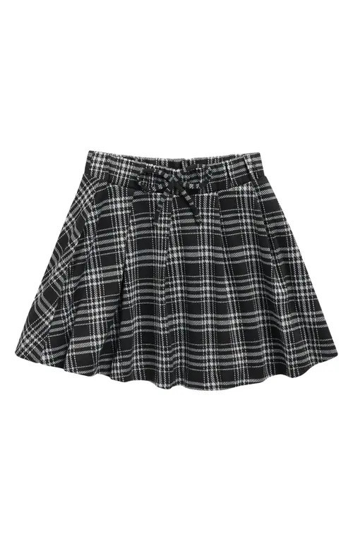 Walking on Sunshine Kids' Plaid Pleated Skirt in Black White Plaid at Nordstrom, Size Xl | Nordstrom