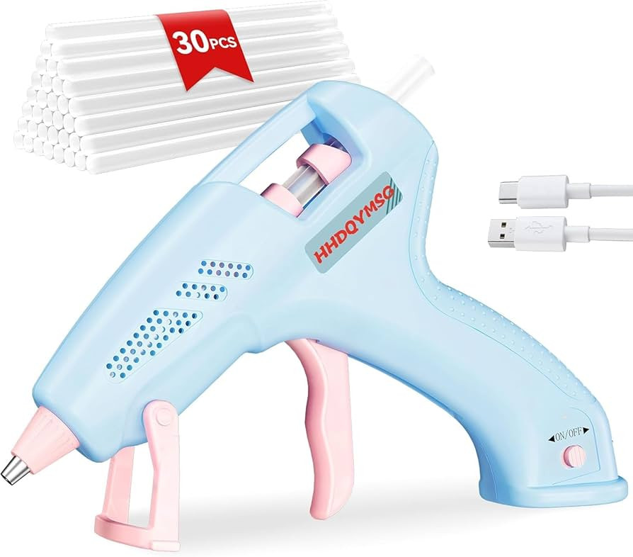 Cordless Hot Glue Gun, 20W Hot Glue Gun with 30PCS Premium Glue Sticks & 1m USB-C Cable, 2000mAh ... | Amazon (US)