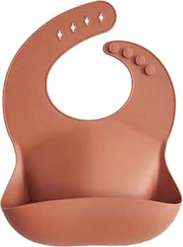 mushie Silicone Baby Bib | Adjustable Fit Waterproof Bibs (Clay) | Amazon (US)
