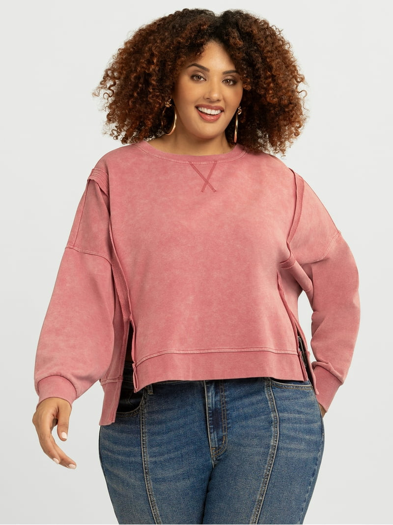 Jessica Simpson Women's Philomenia Knit Denim Pullover Top, Sizes XS-4X | Walmart (US)