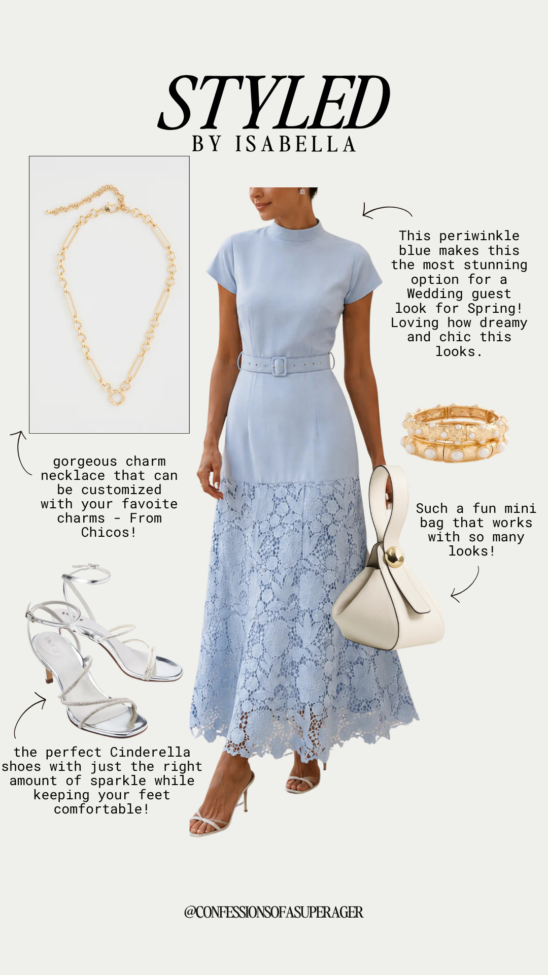 Dreaming of the perfect spring wedding guest dress? 💙 This elegant periwinkle blue midi dress with lace detail is giving timeless, feminine, and chic all in one look! Styled with sparkly silver heels, a luxe mini bag, and gold statement jewelry for the ultimate classy wedding guest outfit, spring brunch look, or Easter dress inspiration. Save this outfit idea for your next special occasion and shop all the details now on my LTK! ✨ #WeddingGuestDress #SpringFashion #LTKStyle #WeddingGuestOutfit #PeriwinkleBlue #SpringWeddingStyle #ElegantStyle #ClassyOutfits #ChicFashion #MidiDress #LaceDress #FashionOver40 #Over50Style #TimelessStyle #SpringOutfitIdeas #LTKFinds #LuxuryStyle #NeutralAccessories #OccasionDress #ConfessionsOfASuperager

#LTKSeasonal #LTKOver40 #LTKSaleAlert