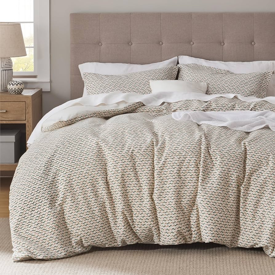 Bedsure Taupe King Size Comforter Set - Soft Stripe Bedding Set for All Seasons, Stripe Fluffy Be... | Amazon (US)