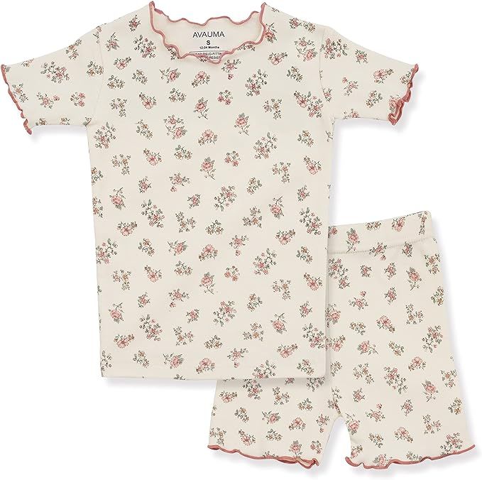 AVAUMA Baby Boy Girl Pajama Set 6M-7T Kids Cute Toddler Snug fit Flower Pattern Design Pjs Cotton... | Amazon (US)
