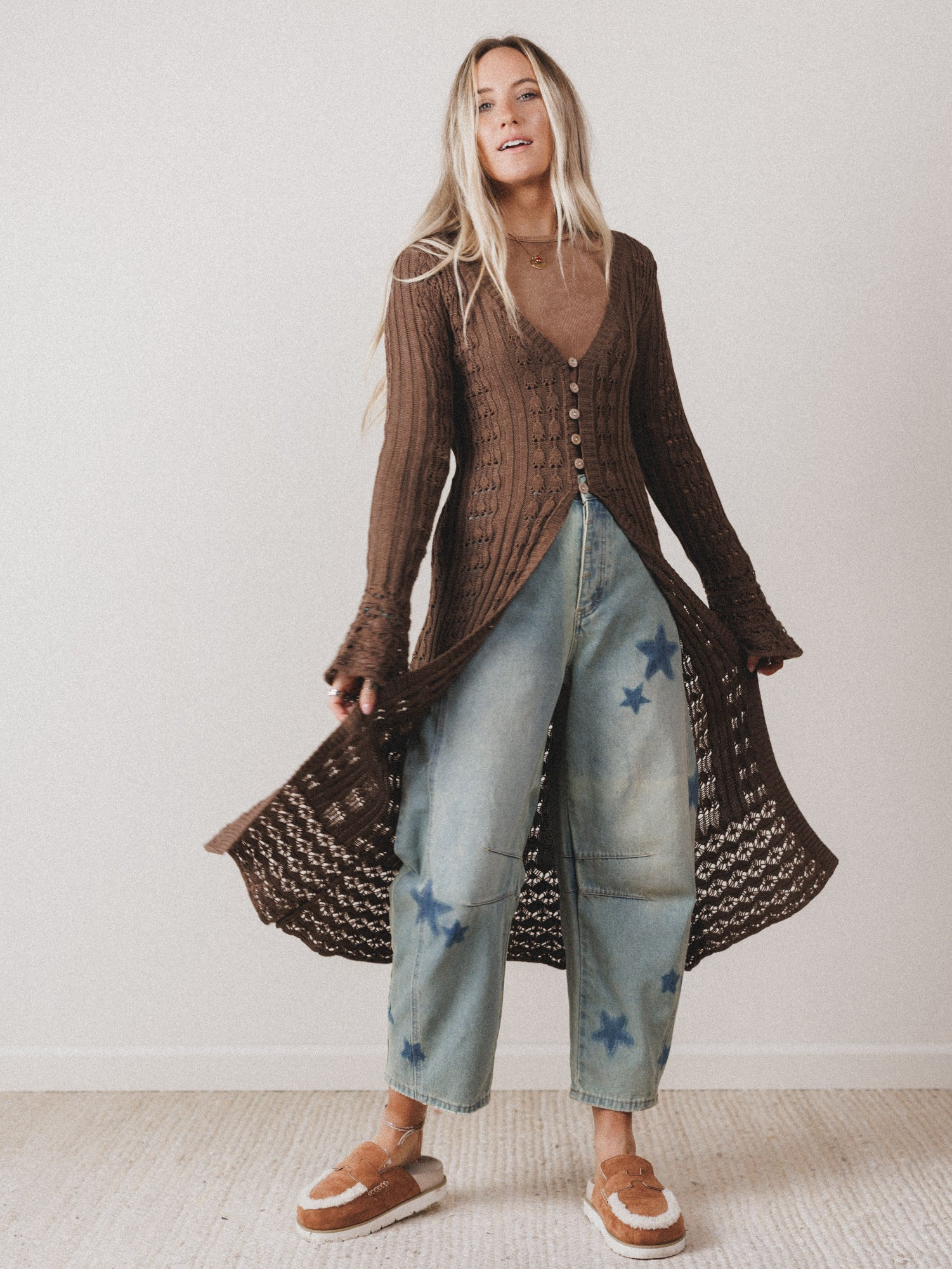 Windswept Long Knit Cardigan  - Mocha | Three Bird Nest
