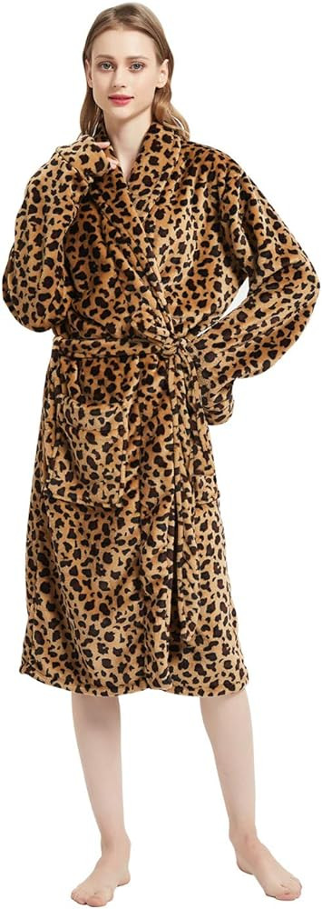 MERRYLIFE Women Bathrobes Lounger Long Nightgown Adjustable Waist Belt Luxury Petite Robes | Amazon (CA)