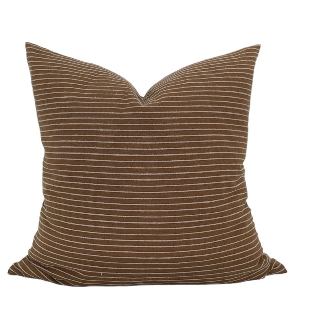 Chiangmai Woven Brown Stripe Pillow Cover //  Designer Pillow Cover // Boutique Pillow Covers // ... | Etsy (US)