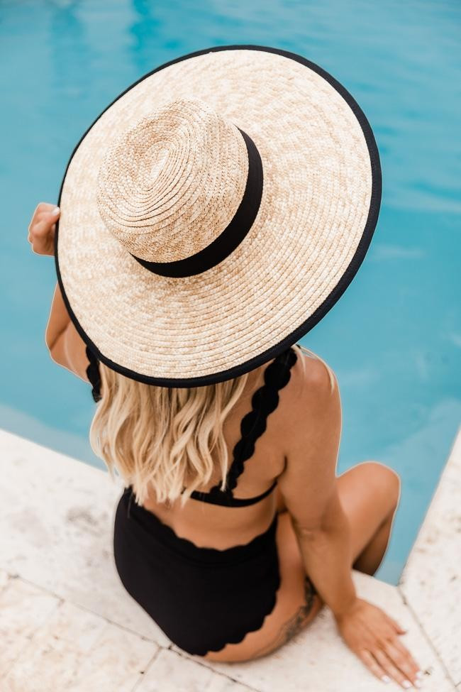 Sun Rays Black Band Straw Hat | The Pink Lily Boutique