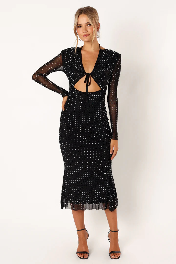 Salvatore Long Sleeve Midi Dress - Black | Petal & Pup (US)