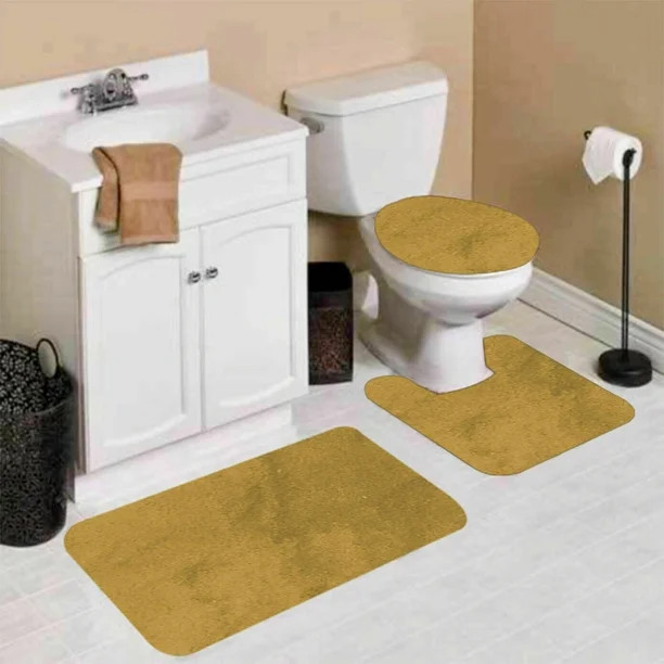 Bath Mat Rug Color Gold #6 Chenille Bathroom Non Slip Shaggy Chenille 7 piece 1 Mat,1 Contour Mat... | Walmart (US)