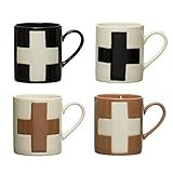Creative Co-Op Set of 4, Stoneware Mugs Mugs & Cups, 4 Count (Pack of 1), Multi | Amazon (US)