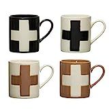 Creative Co-Op Set of 4, Stoneware Mugs Mugs & Cups, 4 Count (Pack of 1), Multi | Amazon (US)