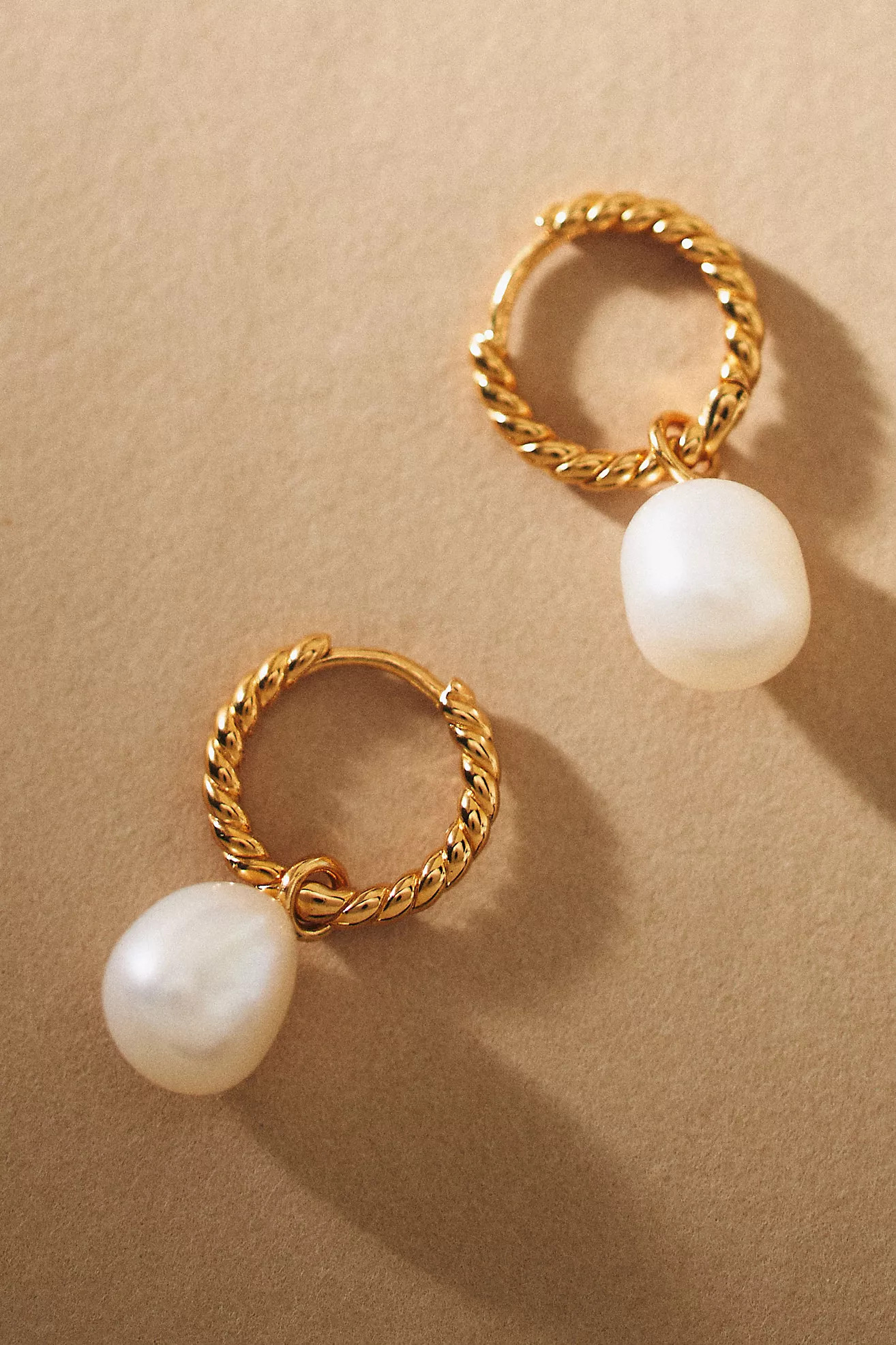 Missoma Twisted Pearl Small Drop Hoop Earrings | Anthropologie (US)