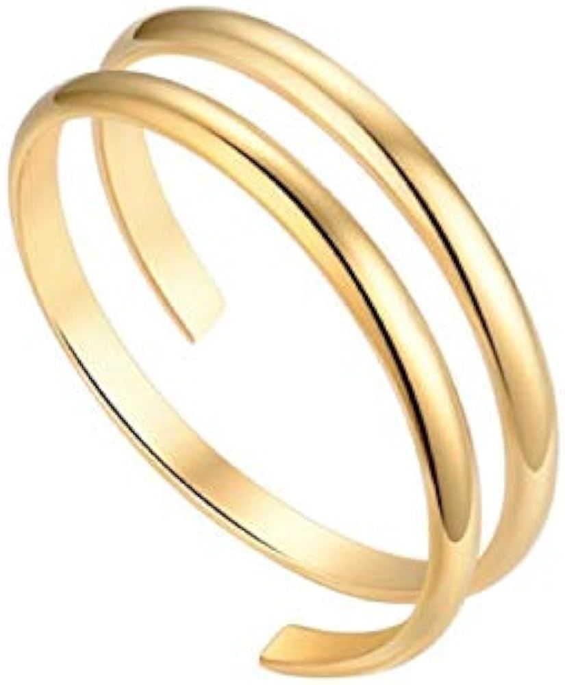 Shapes Studio 18K Gold Plated Titanium Spiral Double Twin Thin Band Ring, Stackable Ring, Women J... | Amazon (US)