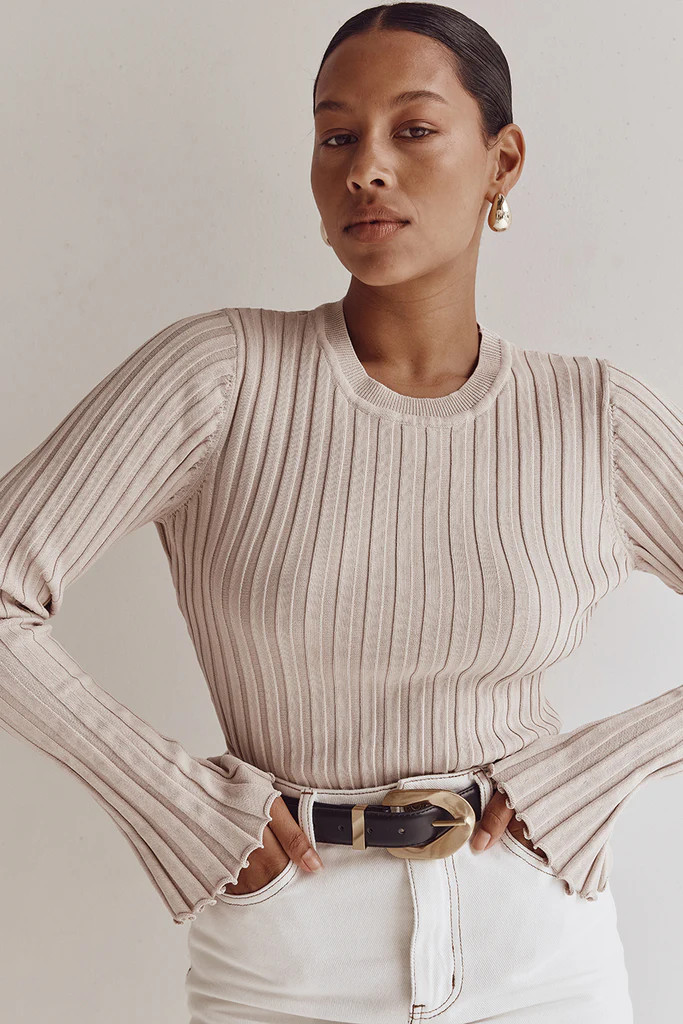 ADA STONE LONG SLEEVE KNIT TOP | DISSH