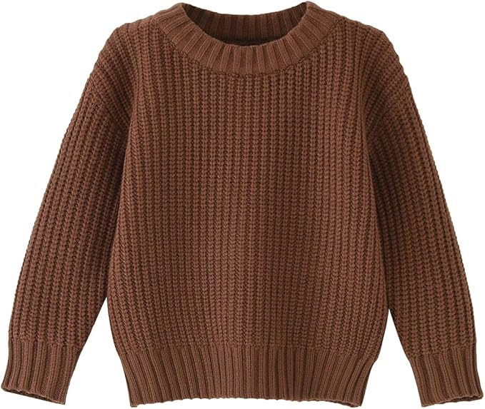 Toddler Baby Boys Girls Knitted Sweater Warm Soild Pullover Top Autumn Winter Outfits | Amazon (US)