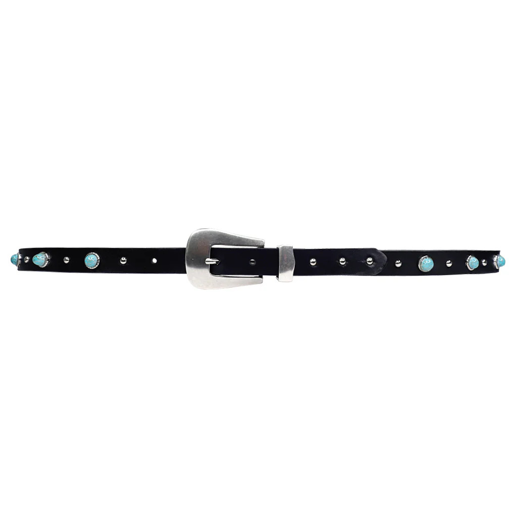 Bradley - Western Black Or Brown Turquoise Belt Silver Studs | Streets Ahead | Streets Ahead Inc