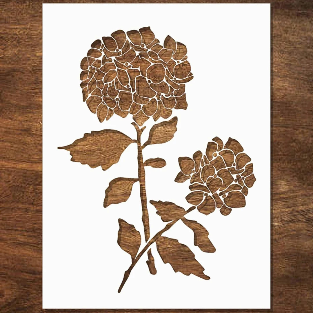Hydrangea Stencil, Flower Stencils for Painting on Wood, Canvas, Wall - Reusable Stencil - Floral... | Etsy (US)