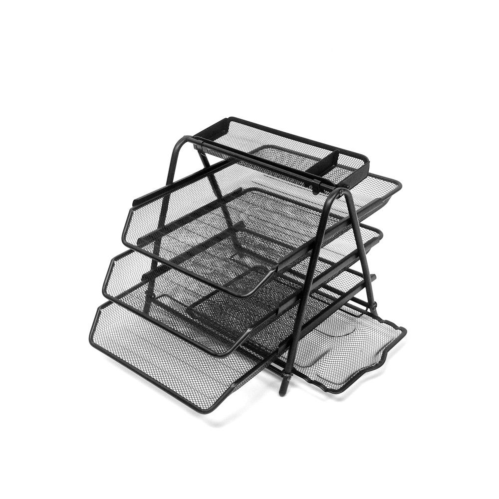 4 Tier Mesh Document Tray with Accessory Tray Black - Mind Reader | Target