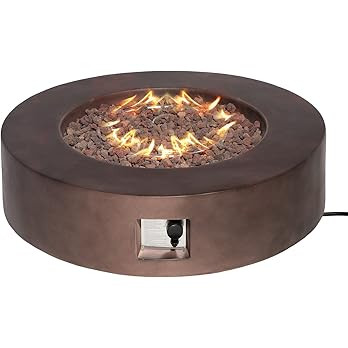 Outdoor Propane Fire Pit Table, 42 inch 50,000 BTU Round Gas Fire Table, Cast Concrete Design w L... | Amazon (US)