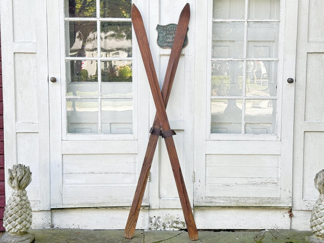 Snow Skis Wood Skis With Original Finish Antique Wood Skis With Remnants of Metal Bindings 78 Vin... | Etsy (US)