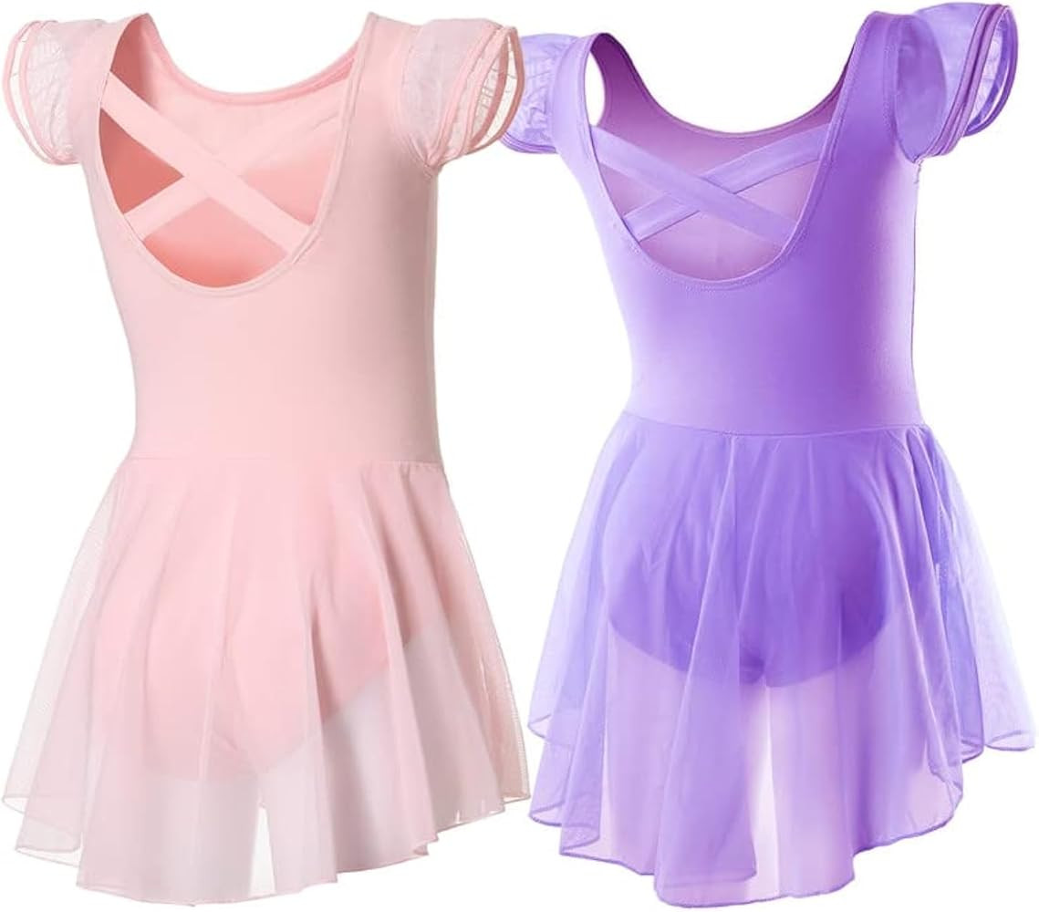 DIPUG Ballet Leotards for Girls Ballet Leotard with Skirt Toddler Dance Leotards Flutter Sleeve a... | Amazon (US)