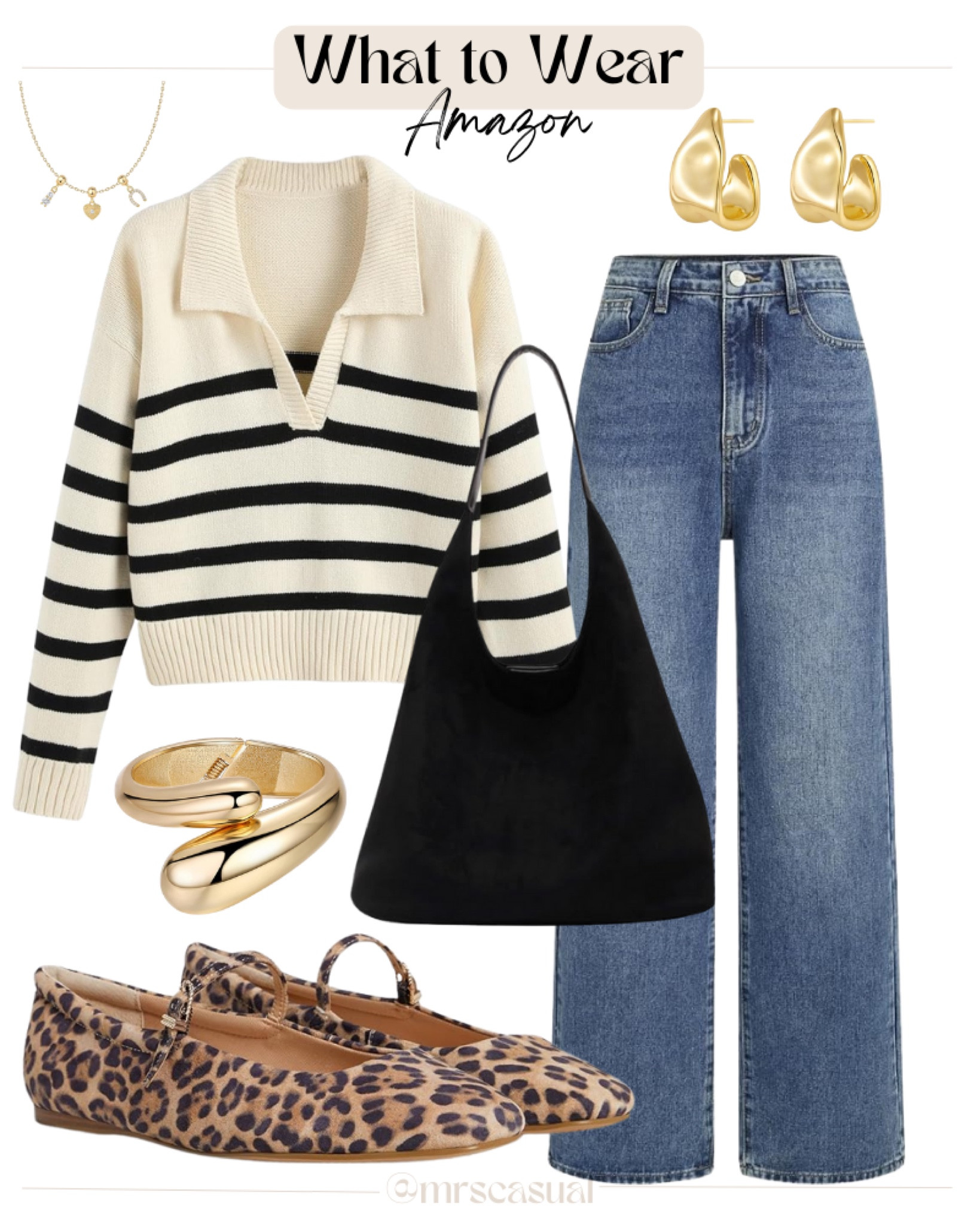 Amazon Fall outfit idea 🍂 leopard flats wide leg jeans 

#LTKSeasonal #LTKFindsUnder100 #LTKFindsUnder50