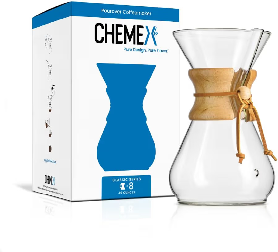 Chemex Pour-Over Glass Coffeemaker - Classic Series - 8-Cup - Exclusive Packaging | Amazon (US)