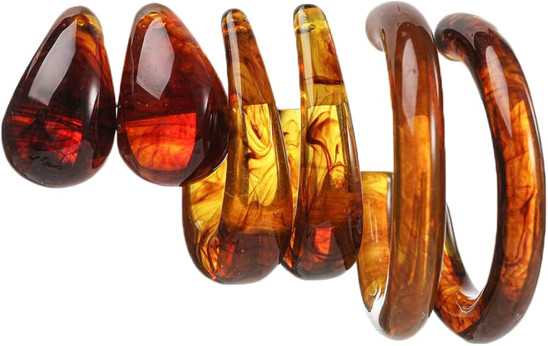 3Pairs Lightweight Minimalist Vintage Polished Teardrop Waterdrop C Shape Circle Round Cuff Acryl... | Amazon (US)