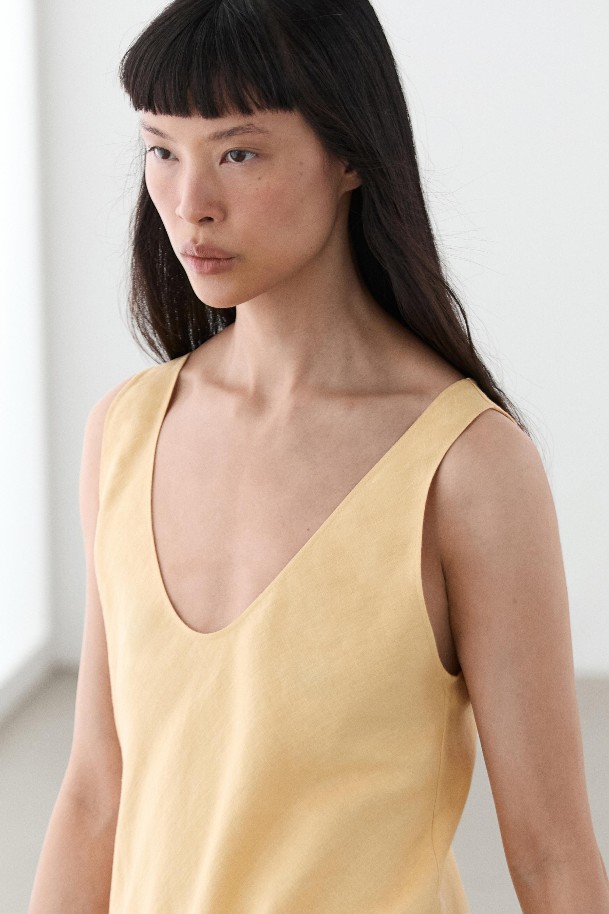 100% linen strappy midi dress · Red, Yellow · Dress | Massimo Dutti | Massimo Dutti US