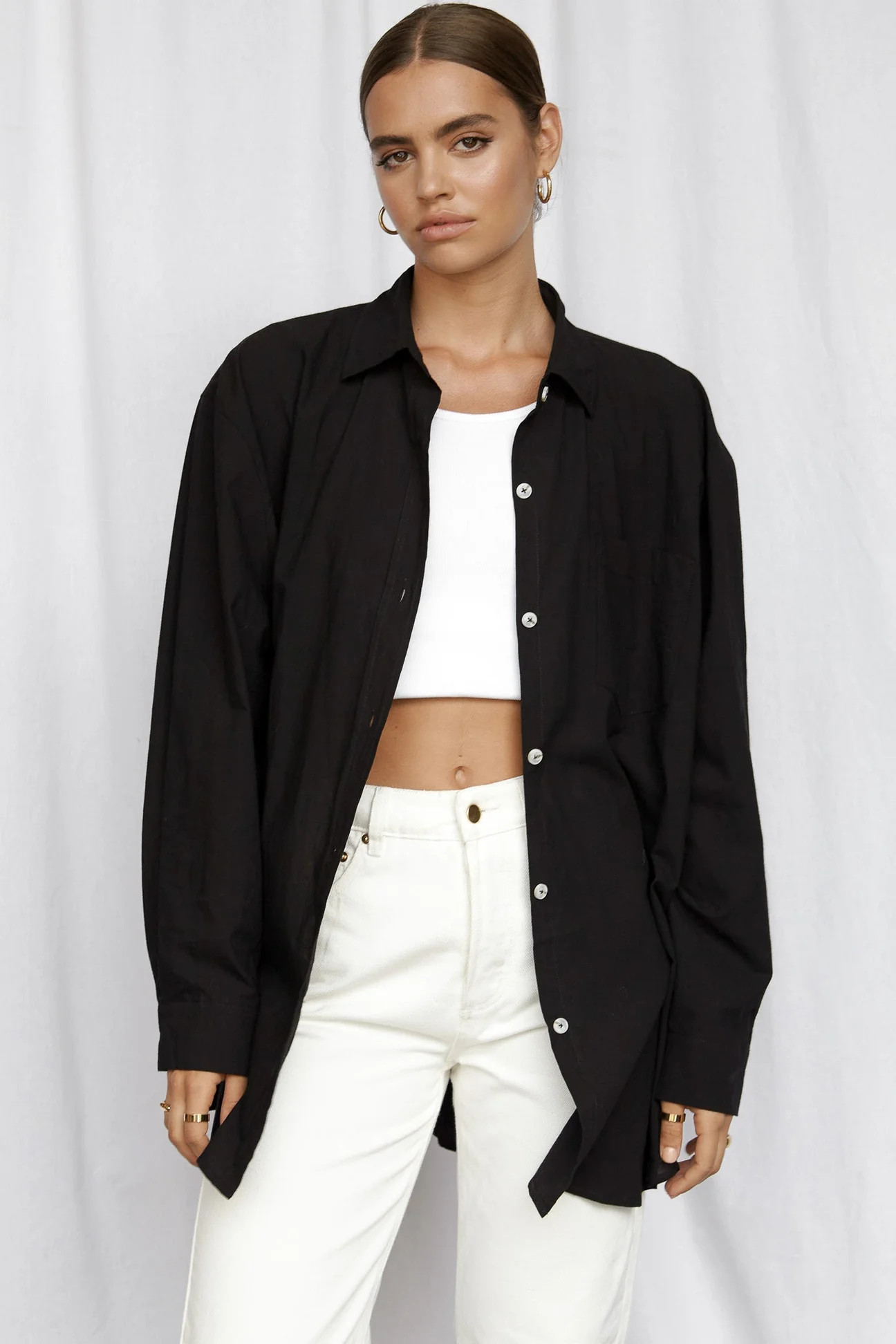 HEATHER COTTON SHIRT - BLACK | SNDYS (global)