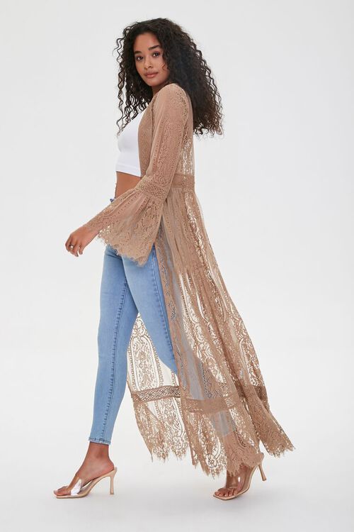 Sheer Lace-Trim Duster Jacket | Forever 21 (US)