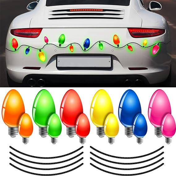Blulu 20 Pcs Luminous Christmas Car Magnets Set, Xmas Holiday Lights Bulb Magnet Set for Xmas Hol... | Amazon (US)