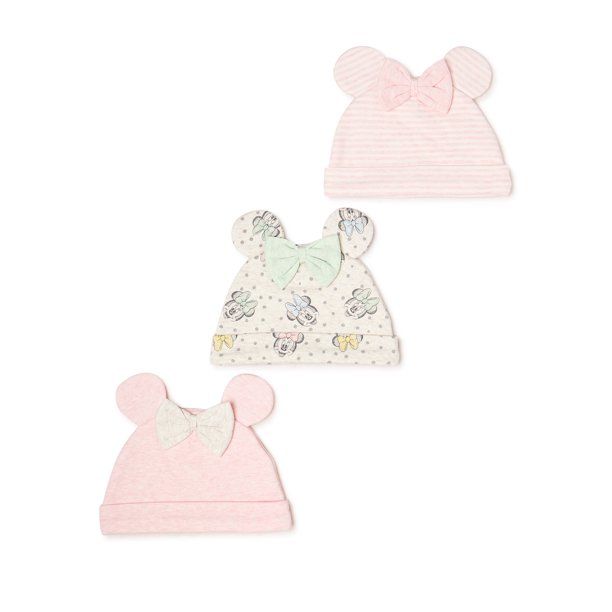 Minnie Mouse Baby Girl’s Caps, 3-Pack - Walmart.com | Walmart (US)