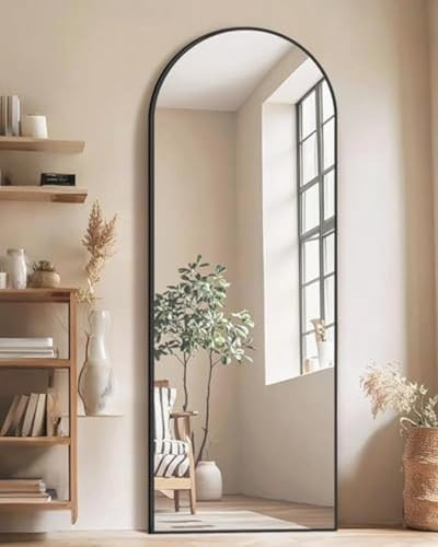 58"x19"Floor Mirror Full Length,Arched Full Length Mirror with Stand,Full Body Mirror,Hanging or Large Leaning for Bedroom Living Room Black | Amazon (US)