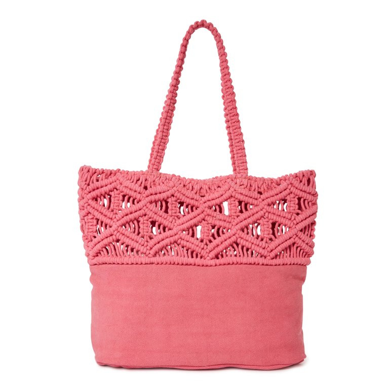 No Boundaries Women’s Macrame Tote Bag Orchid | Walmart (US)
