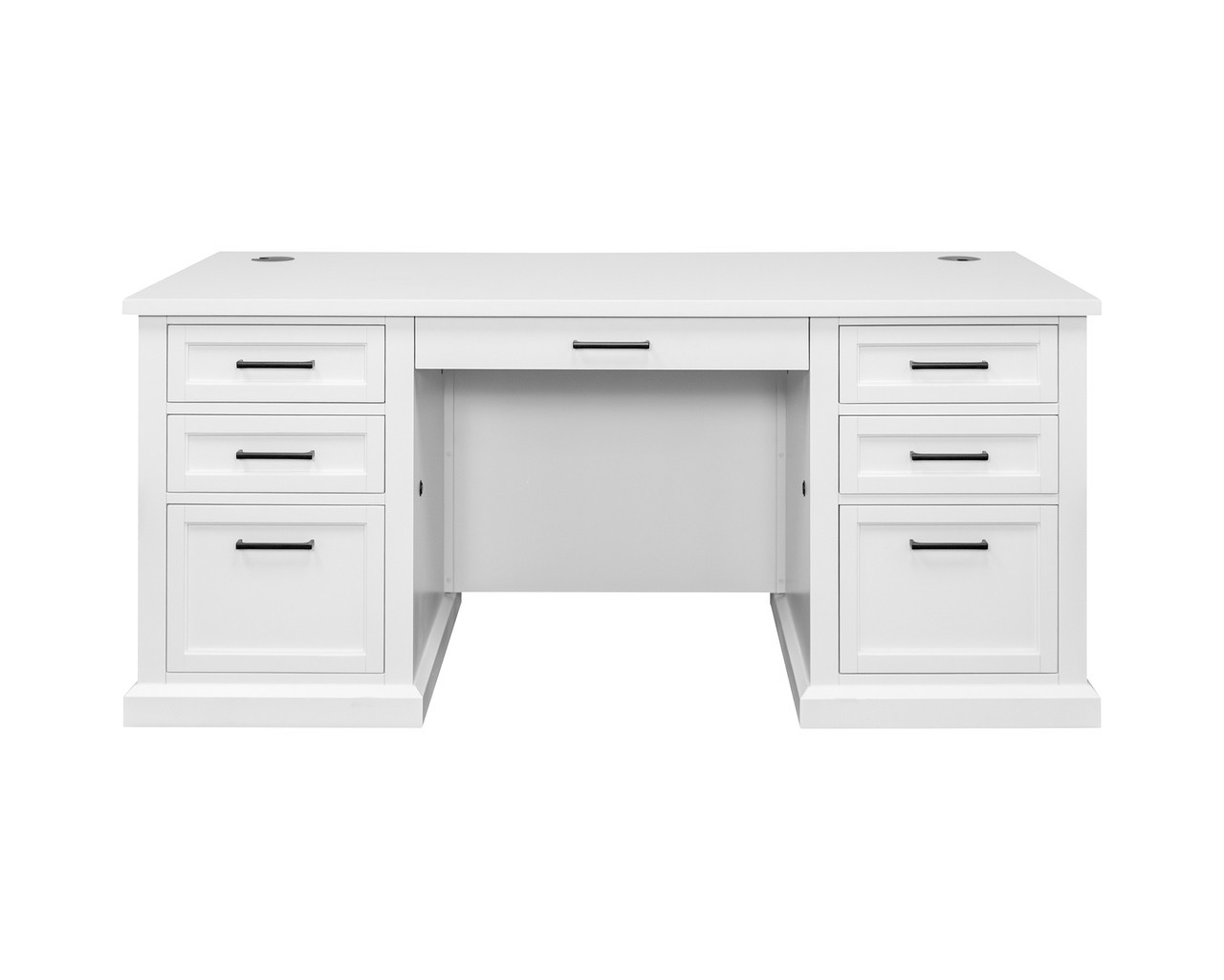Abby Modern Wood Double Pedestal Executive Desk In White | 1stopbedrooms