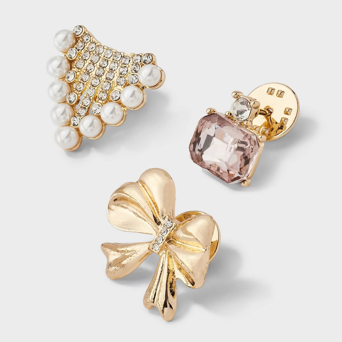 Bow Pearl Fringe Gem Pin Set 3 pc - A New Day™ Gold | Target
