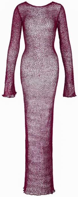 NUFIWI Women Beach See Through Maxi Dress Long Sleeve Crochet Knit Dress Backless Hollow Out Biki... | Amazon (US)