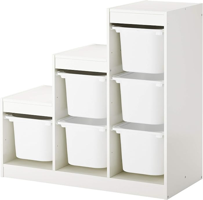 IKEA TROFAST Storage Combination with Boxes, 99x44x94 cm, White | Amazon (US)