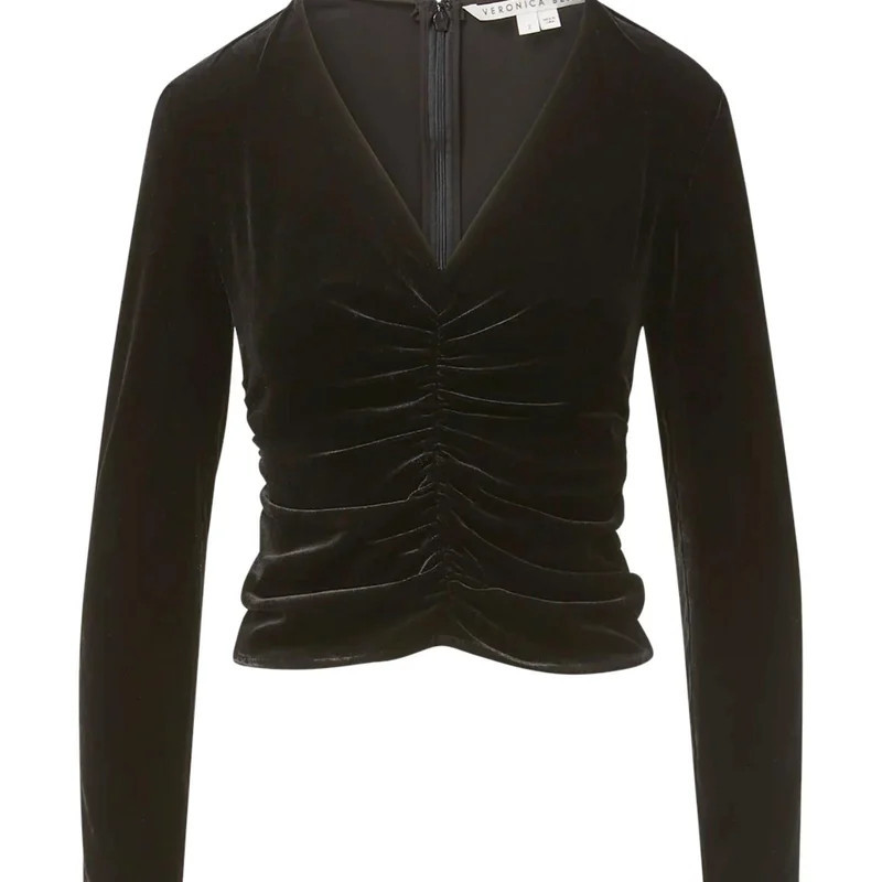Veronica Beard Pelona Velvet Top - Black - 0 | Verishop