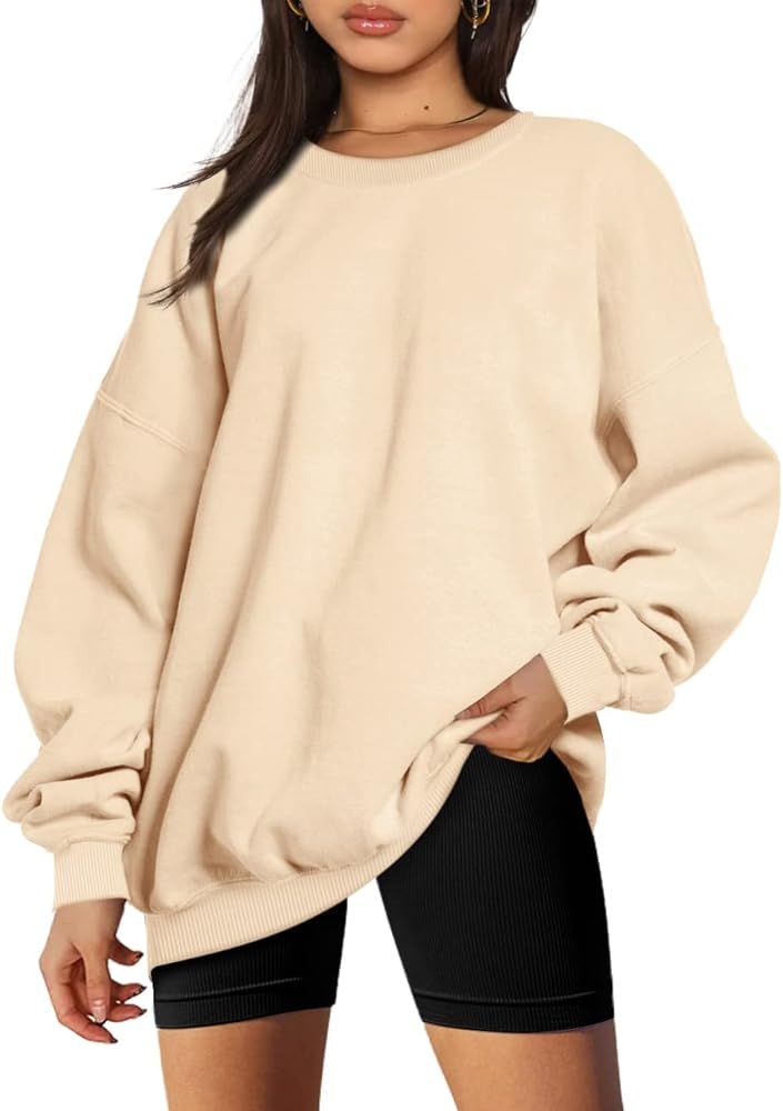EFAN Womens Oversized Sweatshirts Hoodies Fleece Crew Neck Pullover Sweaters Casual Comfy Fall Fashi | Amazon (US)