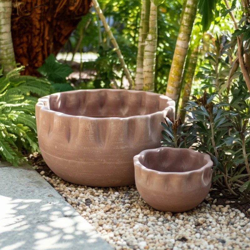 Pottery Terracotta Planters - Decorative Sculpted Design, Handcrafted Modern Style, Versatile Dur... | Wayfair North America