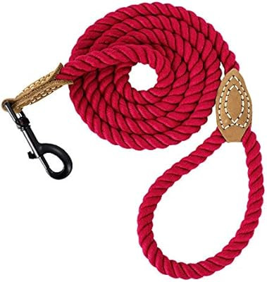 Mile High Life Braided Cotton Rope Leash with Leather Tailor Handle and Heavy Duty Metal Sturdy C... | Amazon (US)
