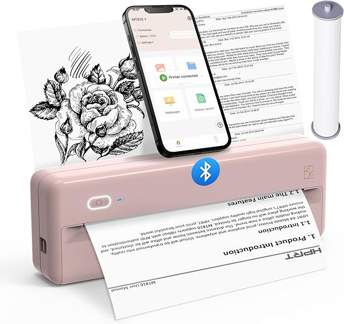 HPRT Portable Printers Wireless for Travel - MT810 Bluetooth Thermal Inkless Compact Printer, Pap... | Amazon (US)
