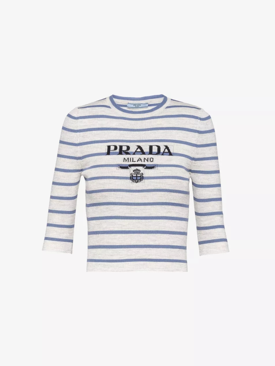 Superfine logo-intarsia striped virgin-wool top | Selfridges