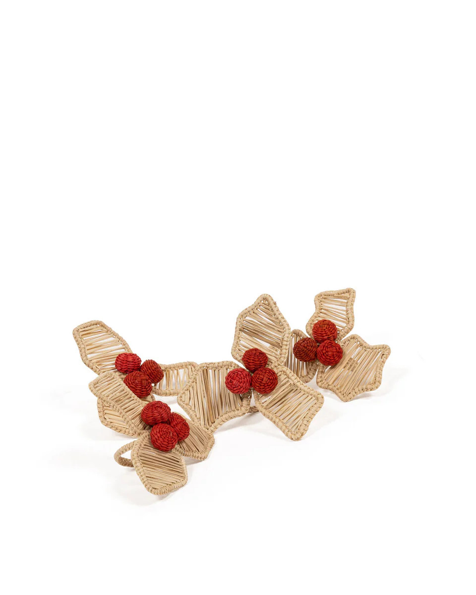Christmas Holly Napkin Ring Set of 4 | Sharland England by Louise Roe Holly Napkin Rings (set of ... | Sharland England