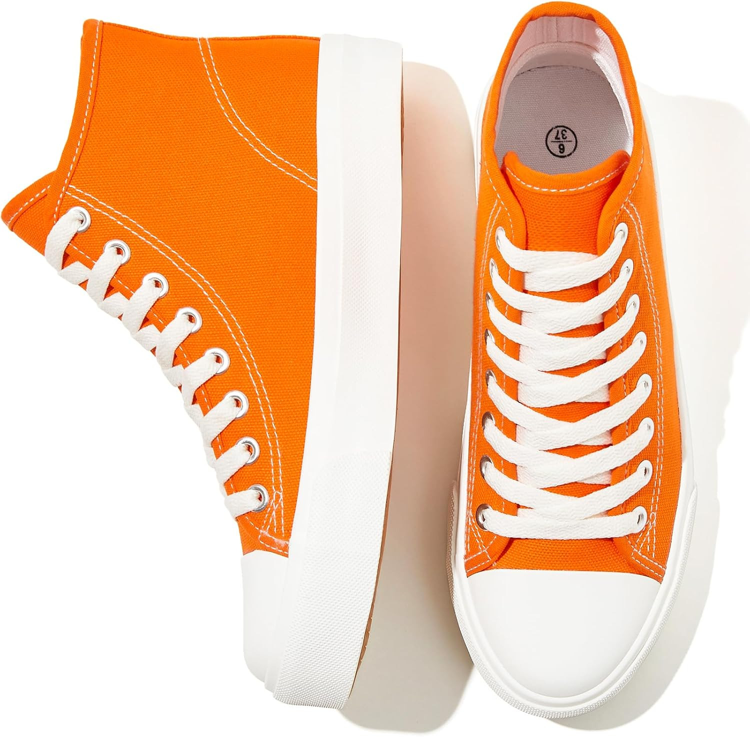Uoidru High Top Sneakers for Women Canvas Shoes White Canvas High Tops Women Casual Shoes Lace Up Fashion Sneakers | Amazon (US)